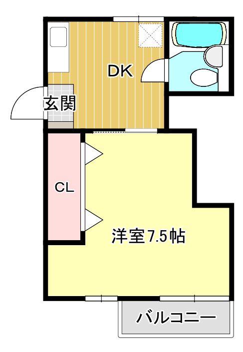 ウイズ高屋(1DK/2階)の間取り写真