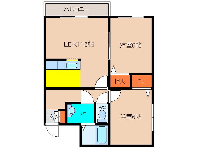 ヴォール中島(2LDK/1階)の間取り写真