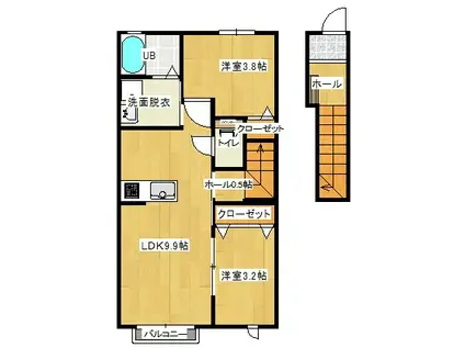 神町ヒルズ(2LDK/2階)の間取り写真