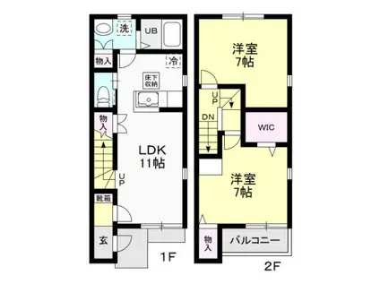 CASA ROSA(2LDK/1階)の間取り写真