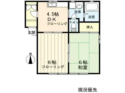 コーポクレール(2DK/1階)の間取り写真