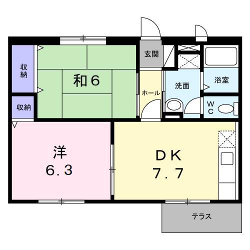 メゾンシャルマン(2DK/1階)の間取り写真