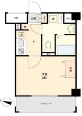 ライジングプレイス八王子みなみ野(1K/5階)の間取り写真