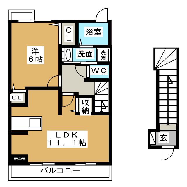 フェリオ ケイ(1LDK/2階)の間取り写真