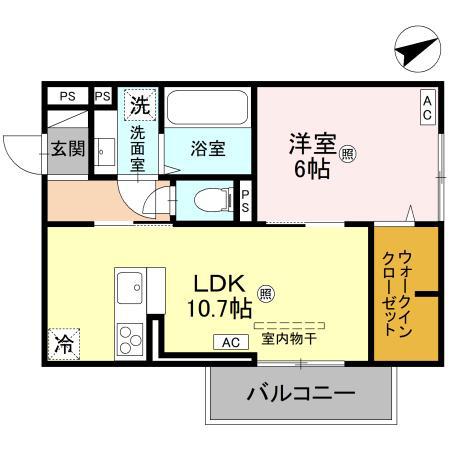 D-REGALO江守中(1LDK/3階)の間取り写真