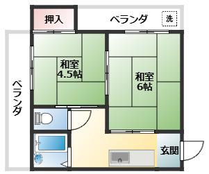 GARBO淡路(2K/2階)の間取り写真