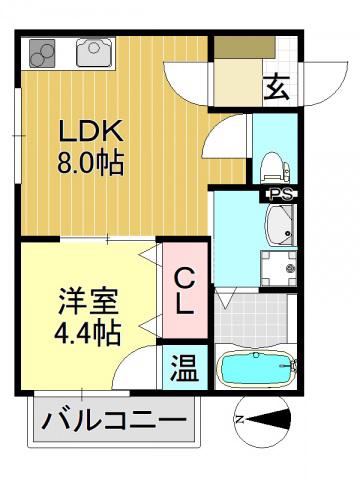 シーカルアアリモト(1LDK/2階)の間取り写真