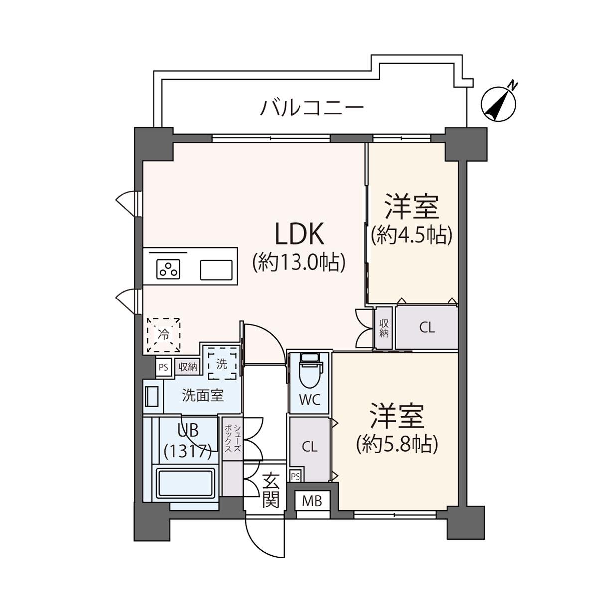 リージア代々木ビナリオ(2LDK/8階)の間取り写真