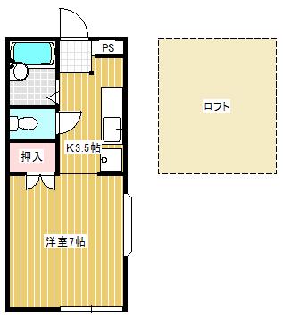 キャリーハイツI(1K/1階)の間取り写真