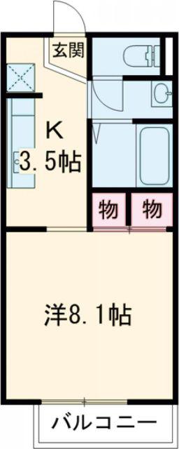 ミカーサ日永(1K/1階)の間取り写真
