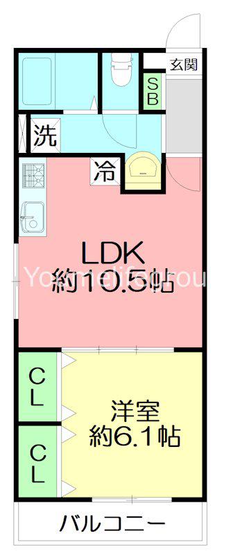 メゾントレゾア ドゥズィエム(1LDK/2階)の間取り写真