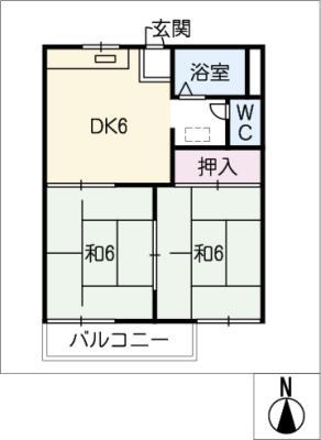 タウニー冨士(2DK/1階)の間取り写真