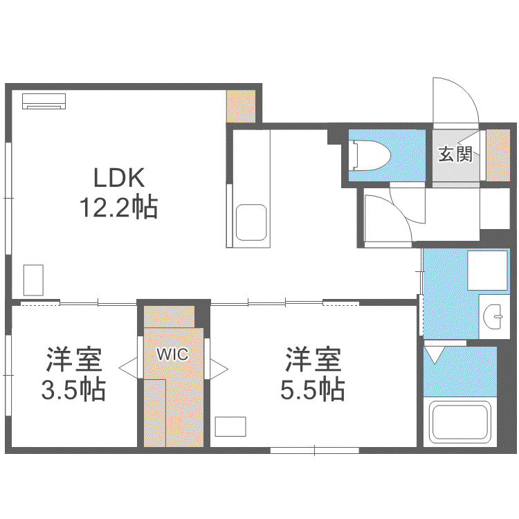 ワン ソウエン(2LDK/3階)の間取り写真