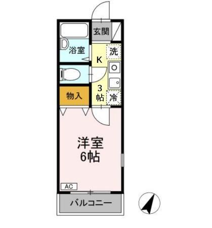 フォレストヴィラ北斗(1K/2階)の間取り写真
