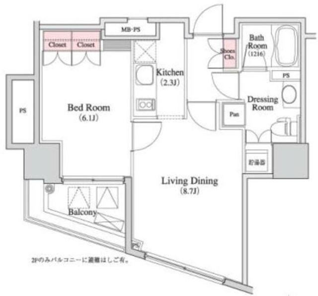 パークキューブ八丁堀(1LDK/7階)の間取り写真