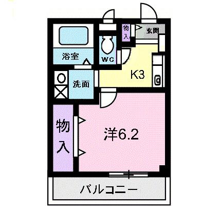 ヴィラナカヤマ(1K/2階)の間取り写真