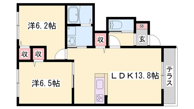 シャーメゾンひまわり(2LDK/1階)の間取り写真