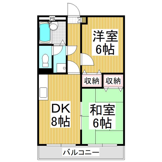 マンションアダージョ(2DK/1階)の間取り写真
