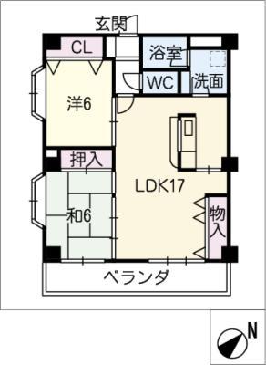 マンション葵(2LDK/1階)の間取り写真