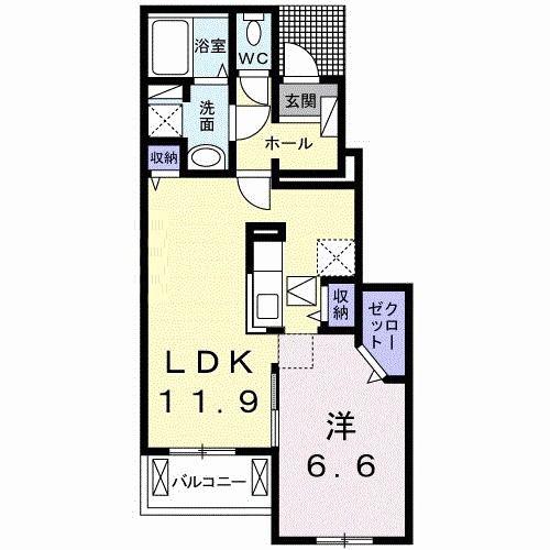 クレメント I(1LDK/1階)の間取り写真