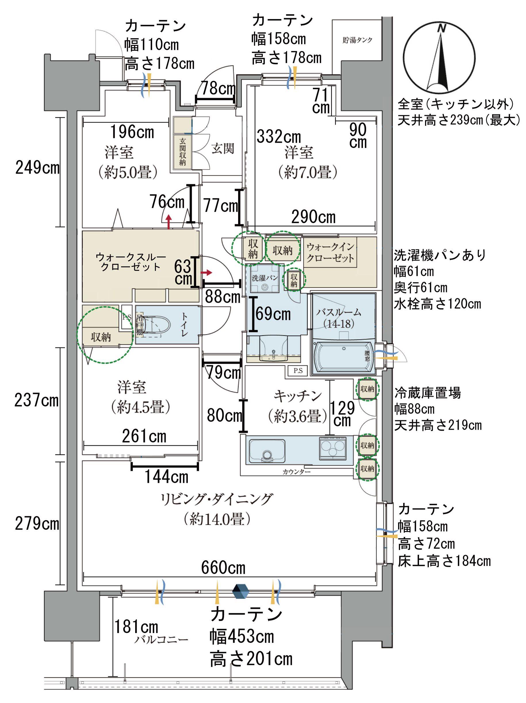 サーパス富山三番町レジデンス(3LDK/11階)の間取り写真
