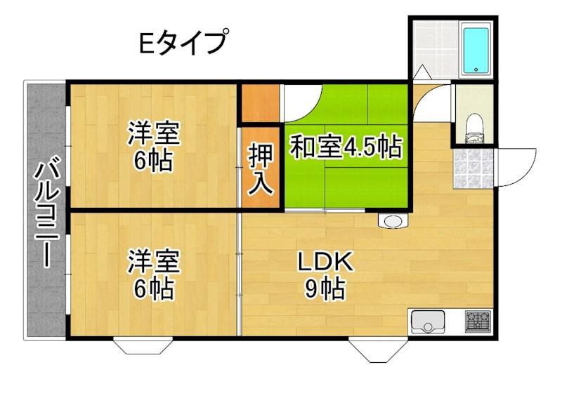 コーポラス清水丘(3LDK/2階)の間取り写真