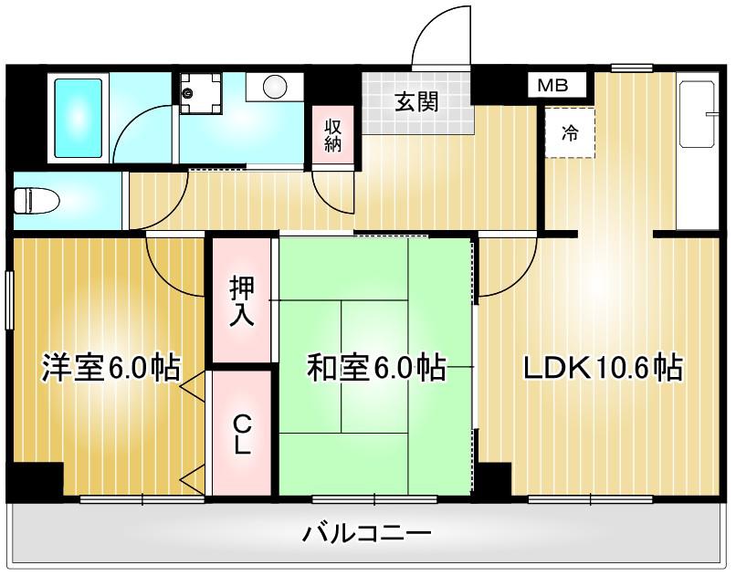 コンフォートピア・アツミ(2LDK/5階)の間取り写真