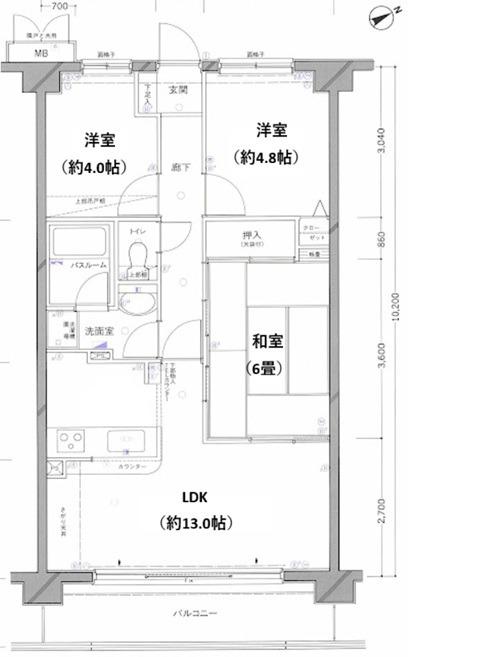 クリオ登戸壱番館(3LDK/3階)の間取り写真