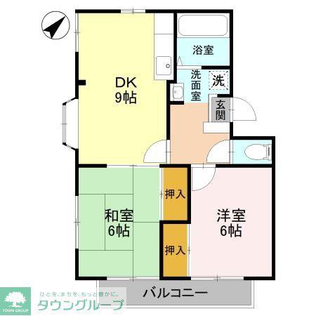 フレグランス金明I(2DK/1階)の間取り写真