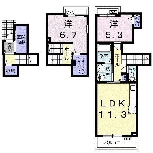 モデルノカーサ(2LDK/2階)の間取り写真