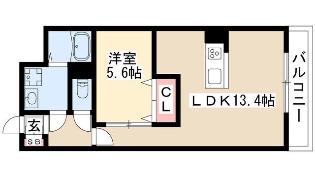 スカーバティー葵(1LDK/1階)の間取り写真