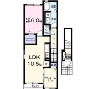 AVANCE(1LDK/2階)の間取り写真