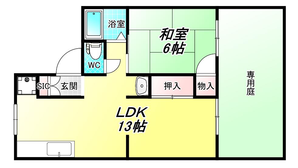 大和川ハイツI(1LDK/2階)の間取り写真