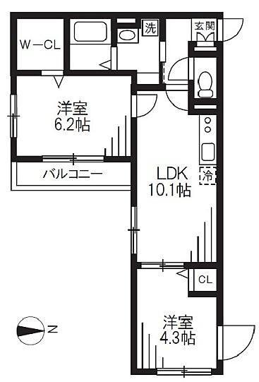 EL FARO中野新井薬師(2LDK/3階)の間取り写真