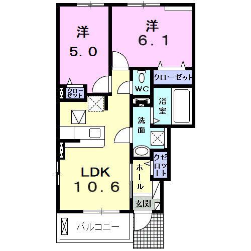 アズール(2LDK/1階)の間取り写真