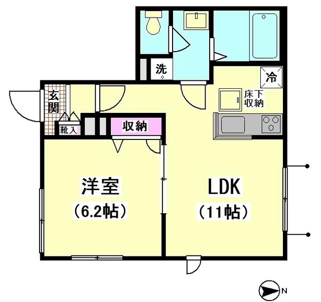 グリュック南品川(1LDK/1階)の間取り写真
