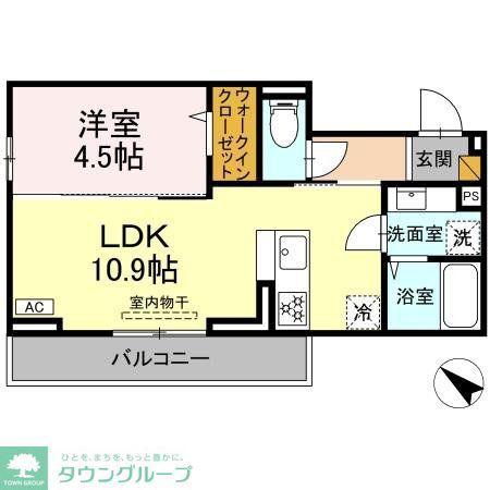 D-ROOM神明町II B B(1LDK/3階)の間取り写真
