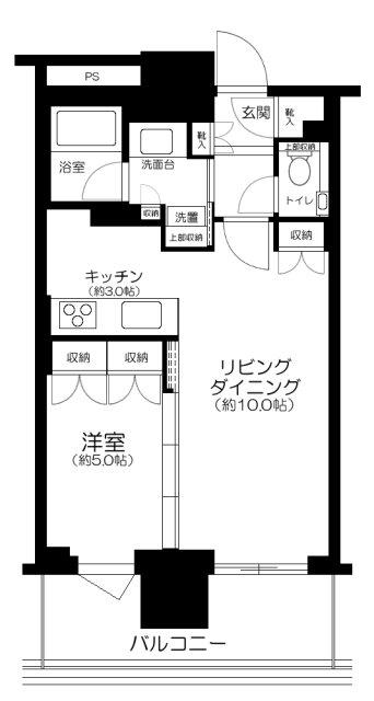 ブランズタワー豊洲(1LDK/30階)の間取り写真