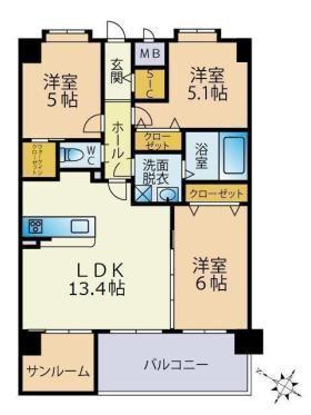 ETERUNO(3SLDK/4階)の間取り写真