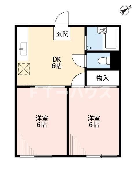 サンシティB(2DK/1階)の間取り写真