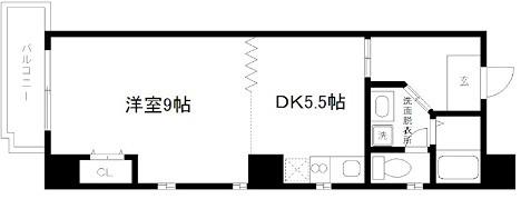 ル・サフィール西大路II(1DK/9階)の間取り写真