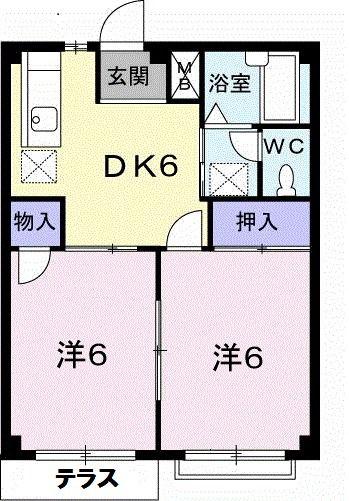 エルディム松本C(2DK/1階)の間取り写真