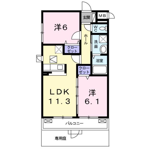 カーサ フェリーチェ(2LDK/1階)の間取り写真