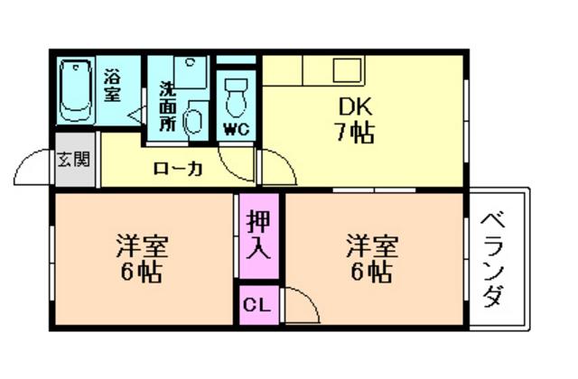 佃ハイツ(2DK/1階)の間取り写真