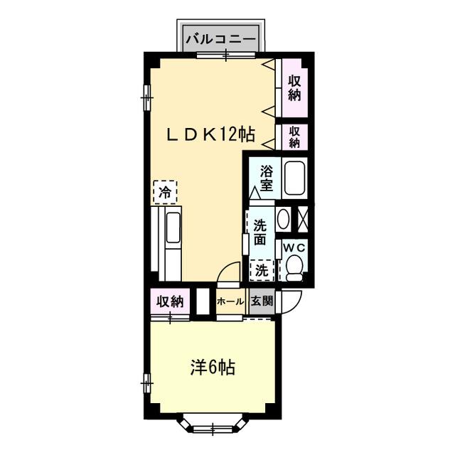 ポポラーレI(1LDK/1階)の間取り写真