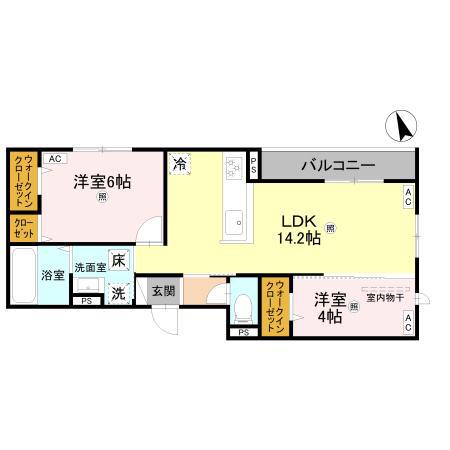 パサログランデ浜寺諏訪森III(2LDK/1階)の間取り写真