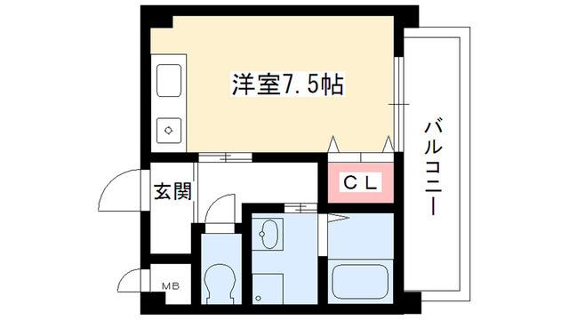 柴昭ビルエスパシオ(ワンルーム/2階)の間取り写真