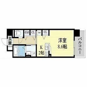 ルミナス上新庄(ワンルーム/6階)の間取り写真