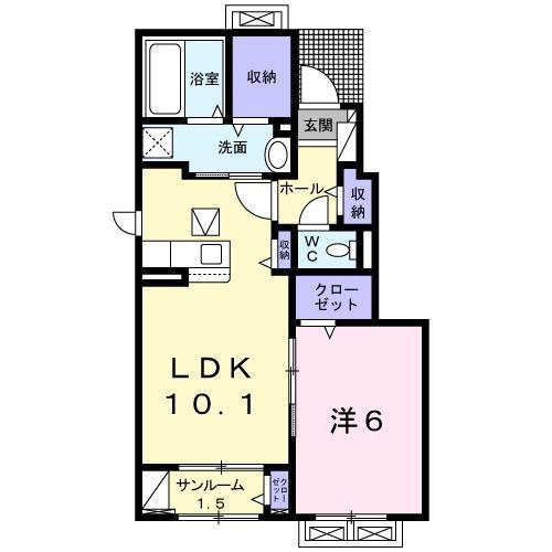 アルコバレーノ(1LDK/1階)の間取り写真