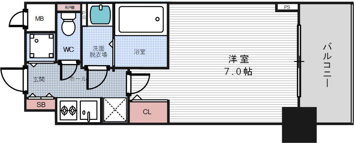 エスライズ難波イースト(1K/12階)の間取り写真